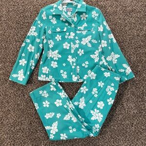 Vintage Pendleton Women's Medium/12 Floral Jacket & Pants Set Hawaiian‎ Stretch